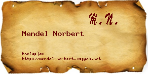 Mendel Norbert névjegykártya